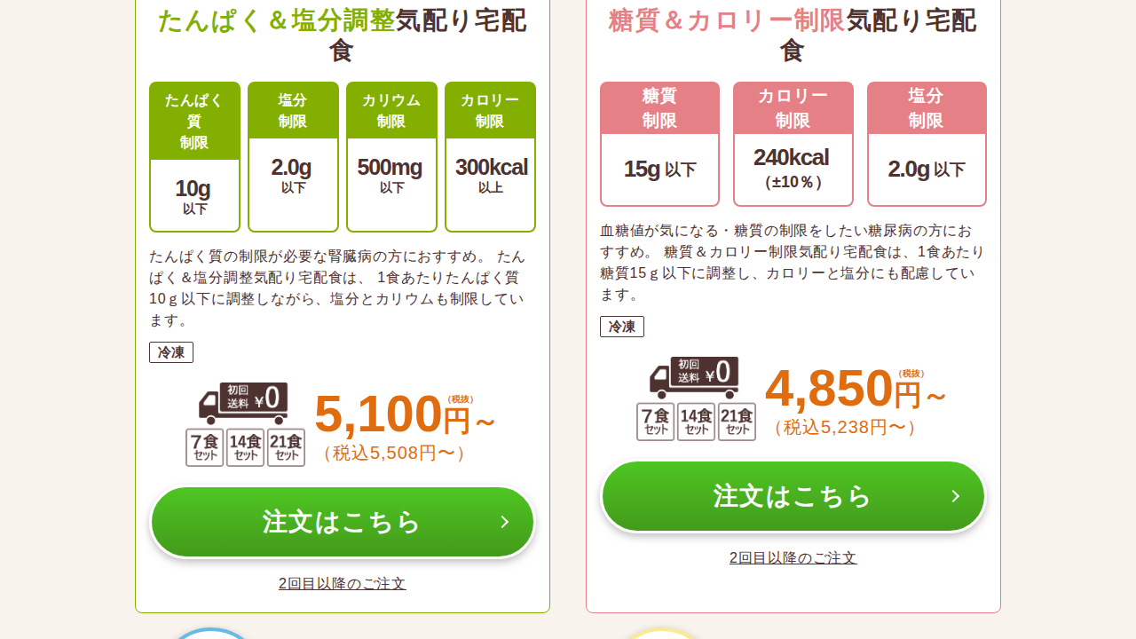 ウェルネスダイニングの商品ページ